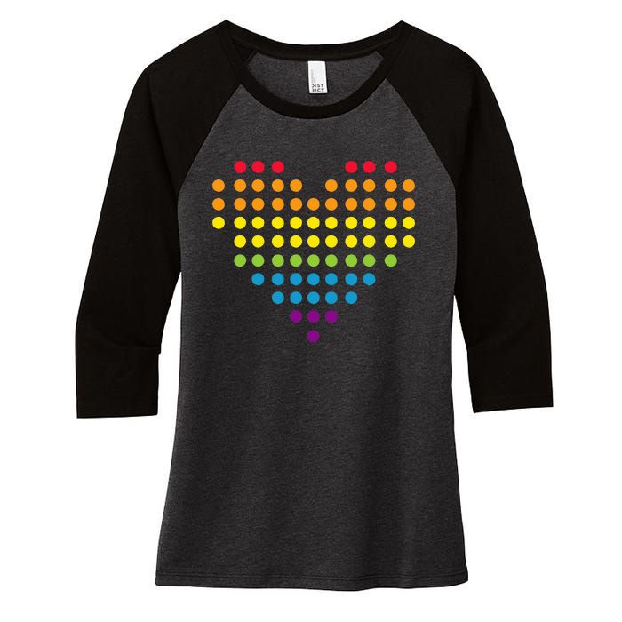 Dot Day Polka Dots Dotted Heart Women's Tri-Blend 3/4-Sleeve Raglan Shirt