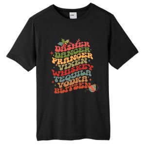 Dasher Dancer Prancer Vixen Whiskey Tequila Vodka Blitzen Retro Christmas Tall Fusion ChromaSoft Performance T-Shirt