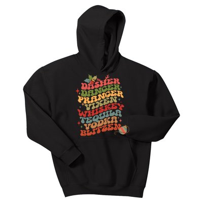 Dasher Dancer Prancer Vixen Whiskey Tequila Vodka Blitzen Retro Christmas Kids Hoodie