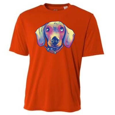 Dachshund Dog Portrait Cooling Performance Crew T-Shirt