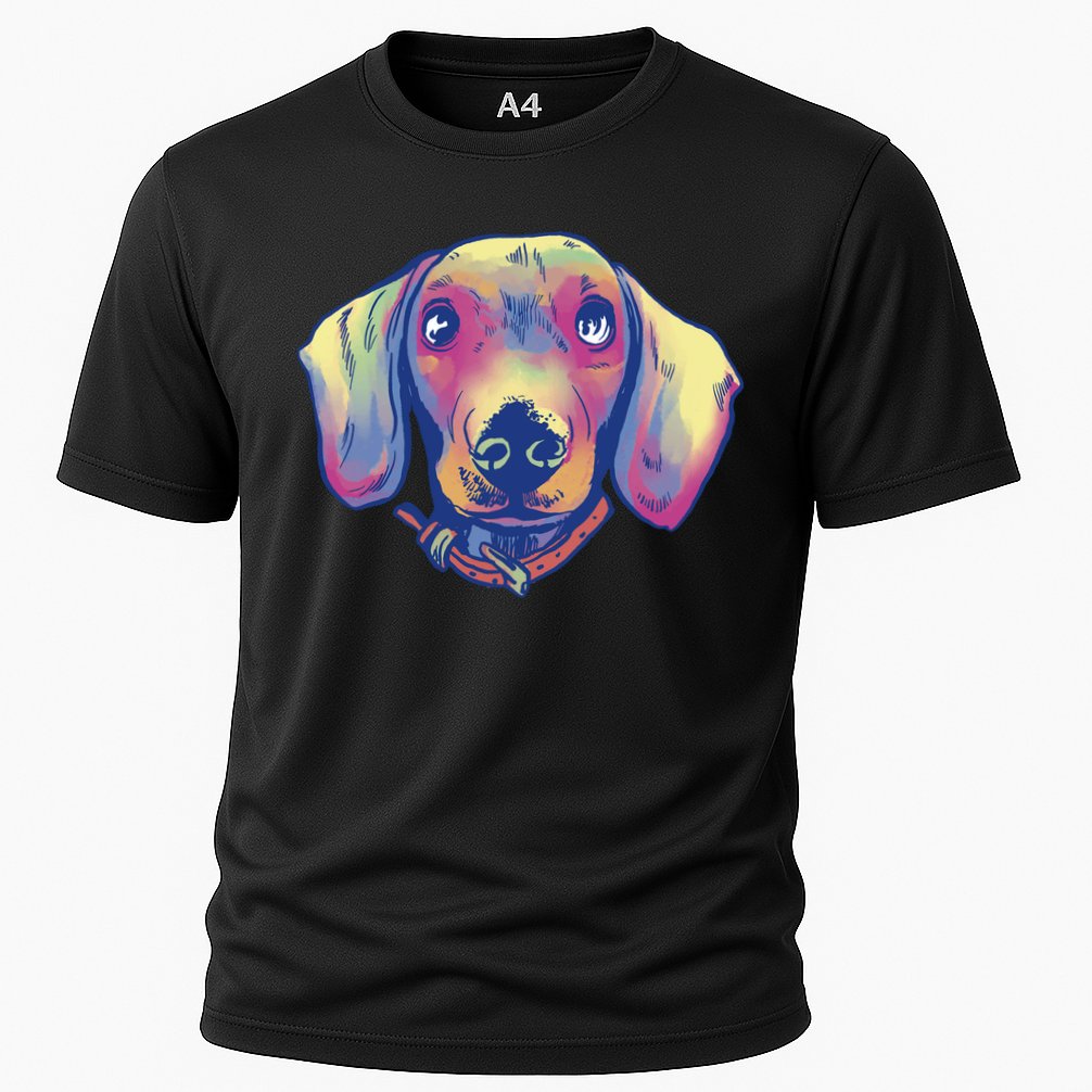 Dachshund Dog Portrait Cooling Performance Crew T-Shirt