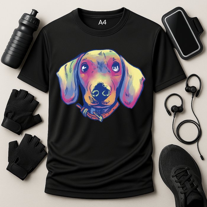 Dachshund Dog Portrait Cooling Performance Crew T-Shirt