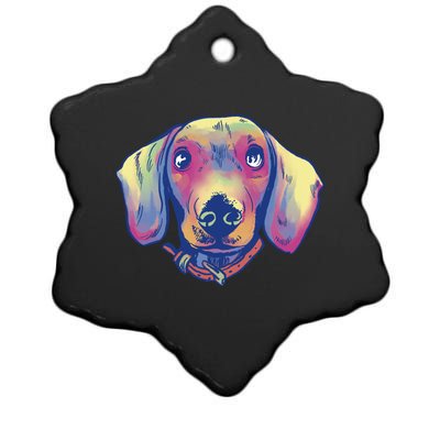 Dachshund Dog Portrait Ceramic Star Ornament