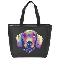 Dachshund Dog Portrait Zip Tote Bag