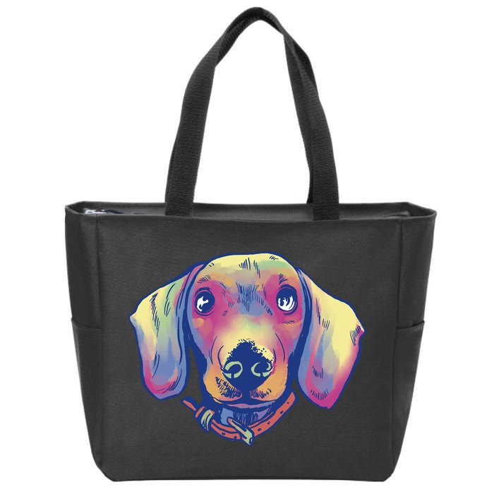 Dachshund Dog Portrait Zip Tote Bag