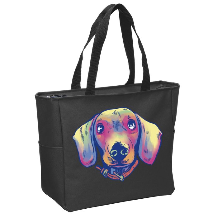 Dachshund Dog Portrait Zip Tote Bag
