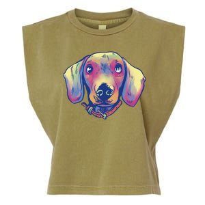 Dachshund Dog Portrait Garment-Dyed Women's Muscle Tee