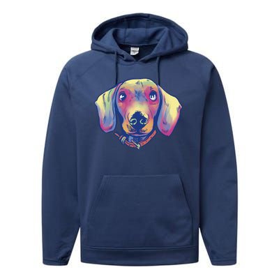 Dachshund Dog Portrait Performance Fleece Hoodie