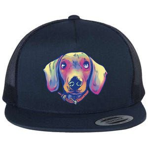 Dachshund Dog Portrait Flat Bill Trucker Hat