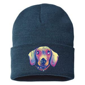 Dachshund Dog Portrait Sustainable Knit Beanie