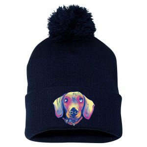 Dachshund Dog Portrait Pom Pom 12in Knit Beanie