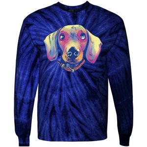 Dachshund Dog Portrait Tie-Dye Long Sleeve Shirt