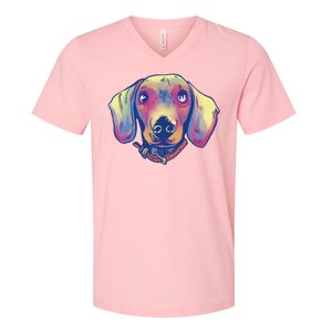 Dachshund Dog Portrait V-Neck T-Shirt