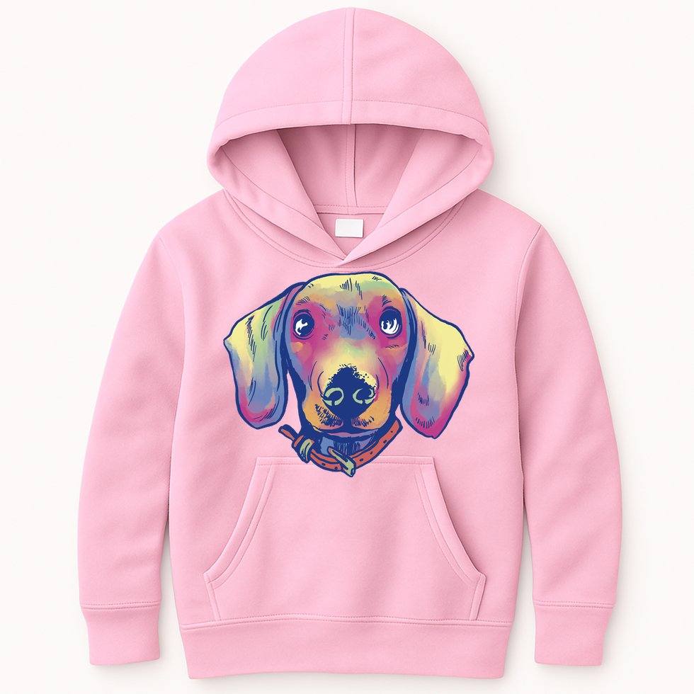 Dachshund Dog Portrait Kids Hoodie