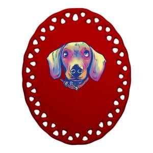 Dachshund Dog Portrait Ceramic Oval Ornament