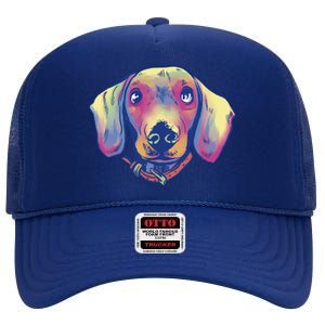 Dachshund Dog Portrait High Crown Mesh Back Trucker Hat