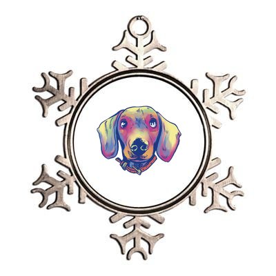 Dachshund Dog Portrait Metallic Star Ornament