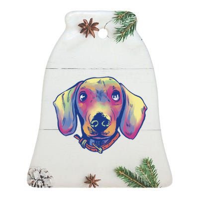 Dachshund Dog Portrait Ceramic Bell Ornament