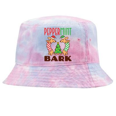 Dachshund Doxie Peppermint Bark Cute Christmas Xmas Gift Tie-Dyed Bucket Hat