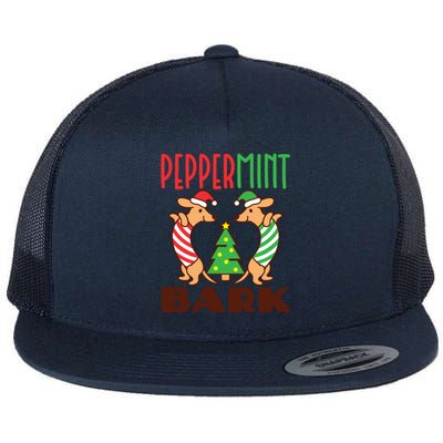 Dachshund Doxie Peppermint Bark Cute Christmas Xmas Gift Flat Bill Trucker Hat