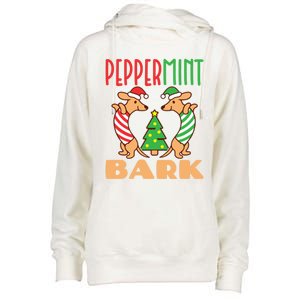 Dachshund Doxie Peppermint Bark Cute Christmas Xmas Gift Womens Funnel Neck Pullover Hood