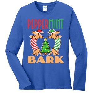 Dachshund Doxie Peppermint Bark Cute Christmas Xmas Gift Ladies Long Sleeve Shirt