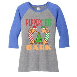 Dachshund Doxie Peppermint Bark Cute Christmas Xmas Gift Women's Tri-Blend 3/4-Sleeve Raglan Shirt