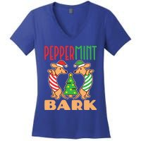 Dachshund Doxie Peppermint Bark Cute Christmas Xmas Gift Women's V-Neck T-Shirt