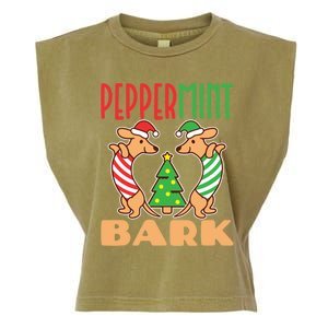 Dachshund Doxie Peppermint Bark Cute Christmas Xmas Gift Garment-Dyed Women's Muscle Tee