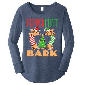 Dachshund Doxie Peppermint Bark Cute Christmas Xmas Gift Women's Perfect Tri Tunic Long Sleeve Shirt