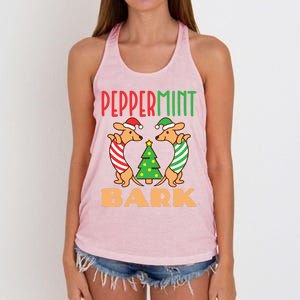 Dachshund Doxie Peppermint Bark Cute Christmas Xmas Gift Women's Knotted Racerback Tank