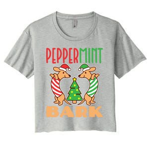 Dachshund Doxie Peppermint Bark Cute Christmas Xmas Gift Women's Crop Top Tee