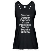 Dasher Dancer Prancer Vixen Vodka Tequila Alcohol List Funny Ladies Essential Flowy Tank