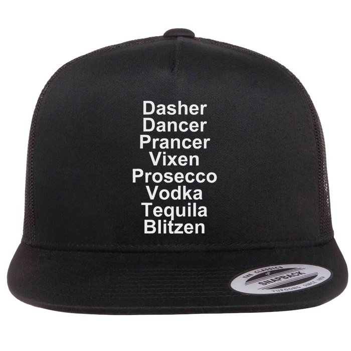 Dasher Dancer Prancer Vixen Vodka Tequila Alcohol List Funny Flatbill Hat