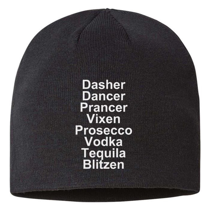 Dasher Dancer Prancer Vixen Vodka Tequila Alcohol List Funny Sustainable Beanie