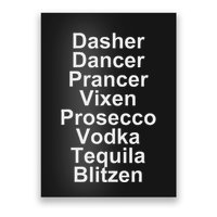 Dasher Dancer Prancer Vixen Vodka Tequila Alcohol List Funny Poster