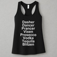 Dasher Dancer Prancer Vixen Vodka Tequila Alcohol List Funny Womens Tank Top