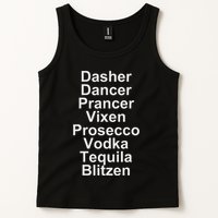 Dasher Dancer Prancer Vixen Vodka Tequila Alcohol List Funny Tank Top