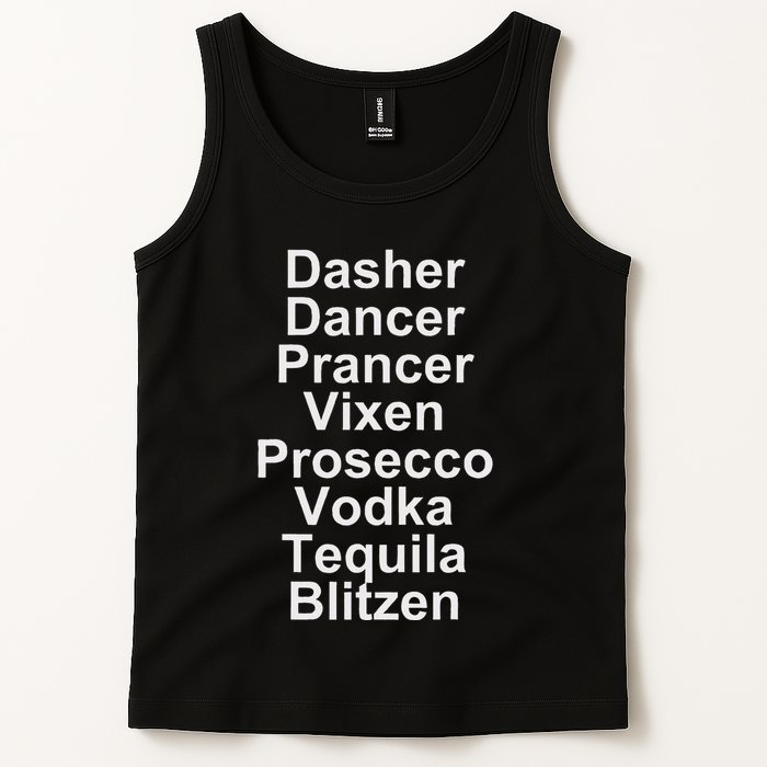 Dasher Dancer Prancer Vixen Vodka Tequila Alcohol List Funny Tank Top