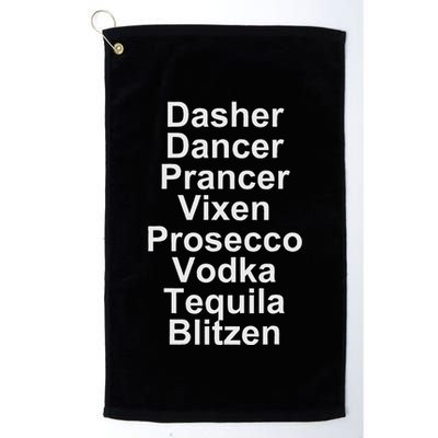 Dasher Dancer Prancer Vixen Vodka Tequila Alcohol List Funny Golf Towel