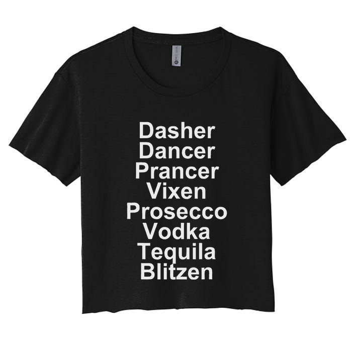 Dasher Dancer Prancer Vixen Vodka Tequila Alcohol List Funny Crop Top