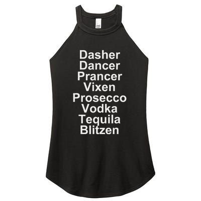 Dasher Dancer Prancer Vixen Vodka Tequila Alcohol List Funny Women's Perfect Tri Rocker Tank