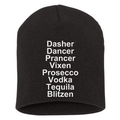Dasher Dancer Prancer Vixen Vodka Tequila Alcohol List Funny Short Acrylic Beanie