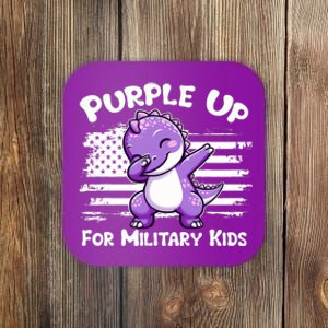 Dabbing Dinosaur Purple Up For Military Kids_ Military Child Coaster