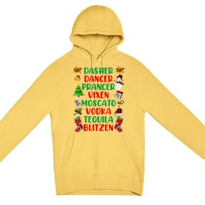 Dasher Dancer Prancer Vixen Moscato Vodka Tequila Blitzen Premium Pullover Hoodie