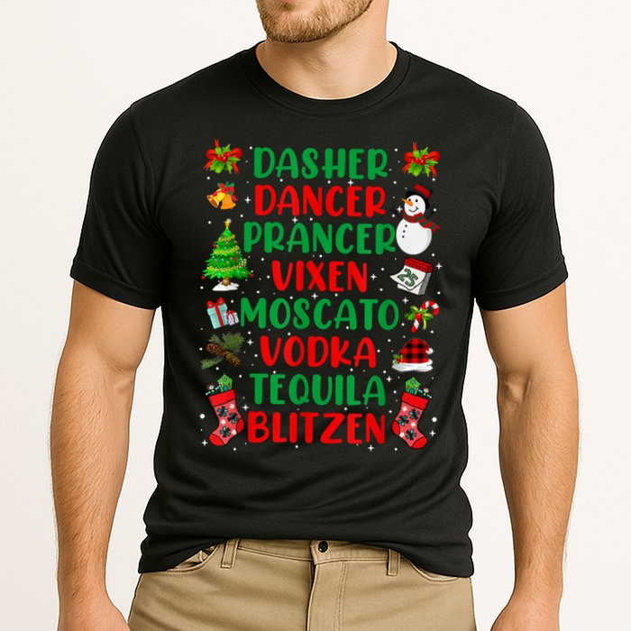 Dasher Dancer Prancer Vixen Moscato Vodka Tequila Blitzen Cooling Performance Crew T-Shirt