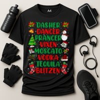 Dasher Dancer Prancer Vixen Moscato Vodka Tequila Blitzen Cooling Performance Crew T-Shirt