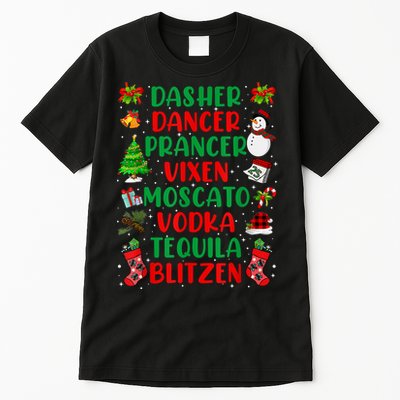 Dasher Dancer Prancer Vixen Moscato Vodka Tequila Blitzen Tall T-Shirt