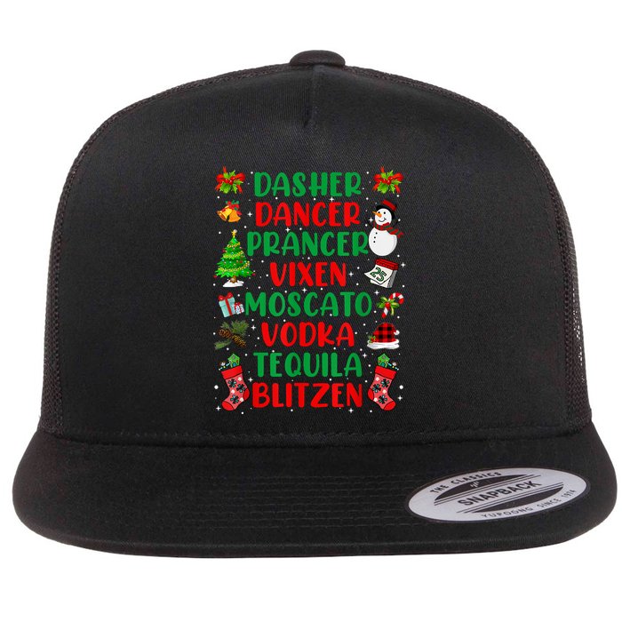 Dasher Dancer Prancer Vixen Moscato Vodka Tequila Blitzen Flat Bill Trucker Hat