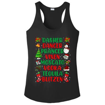 Dasher Dancer Prancer Vixen Moscato Vodka Tequila Blitzen Ladies PosiCharge Competitor Racerback Tank